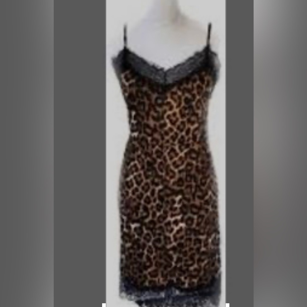 Venus brand NWOT leopard print dress with black lace 8